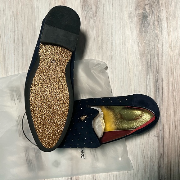 CMM Men's Pointed Toe Rivet Dress Shoes Glitter Loafers - Picture 1 of 3